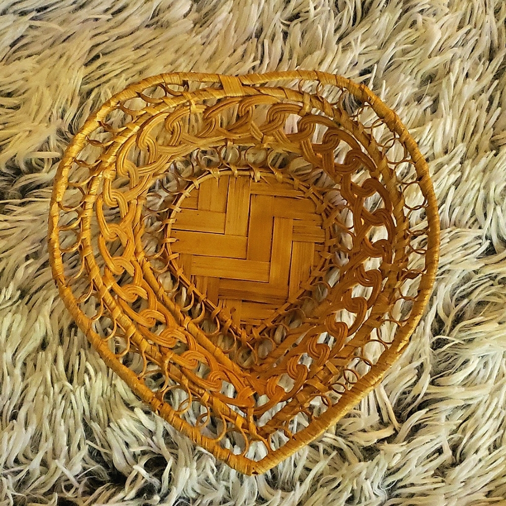 Vintage Woven heart shaped  basket